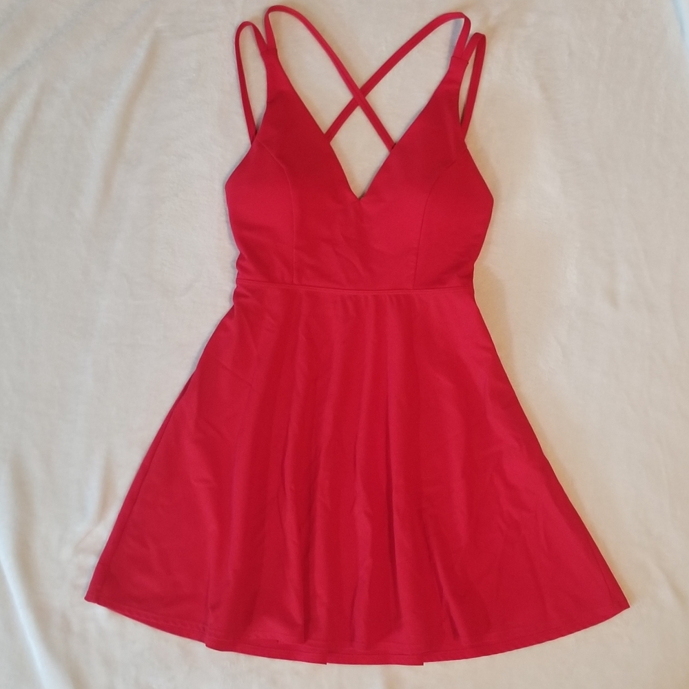 HALARA Red summer dress without shorts under